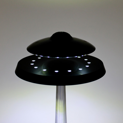 Enceinte en lévitation UFOSOUND Noire + lampe Pureline Noire Pied Alu