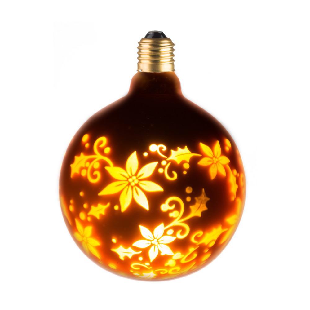LAMPE DECO G125 E27 DORE FLEUR ALLUMEE LAMPE DECO G125 E27 DORE FLEUR ALLUMEE