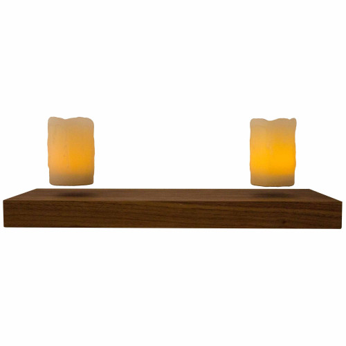 Base bois + 2 bougies LED en lévitation (statuette non incluse)