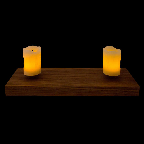 Base bois + 2 bougies LED en lévitation (statuette non incluse)