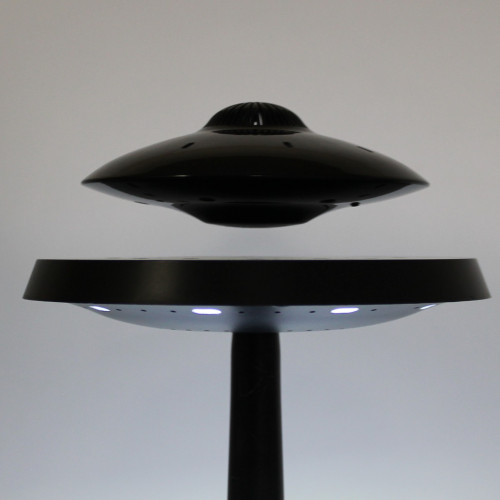 Enceinte en lévitation UFOSOUND noire sur pied noir