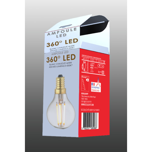 Ampoule Lampe C45 E14 filament droit classique