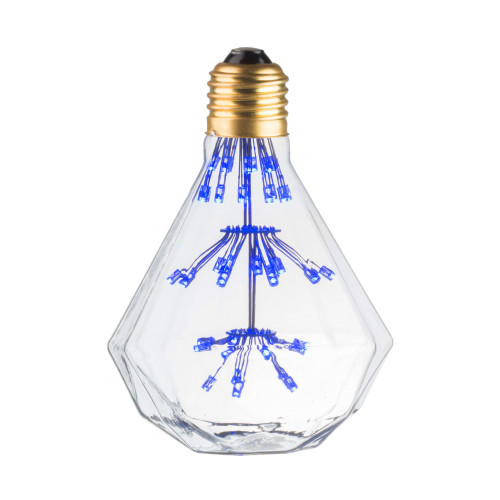 LAMPE DECO DIAMANT E27 BLEU ALLUMEE