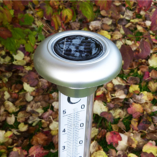 thermomètre de jardin solaire led